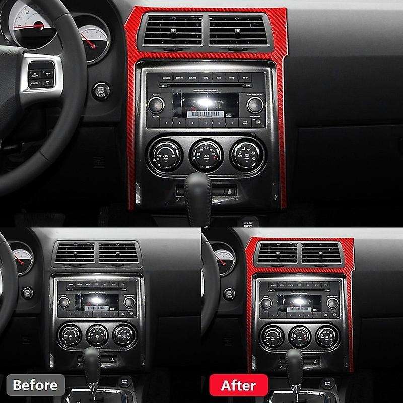 for 2008-2014 Car Accessories Carbon Fiber Center Console A/C Radio Panel Trim Cover Sticker, Red