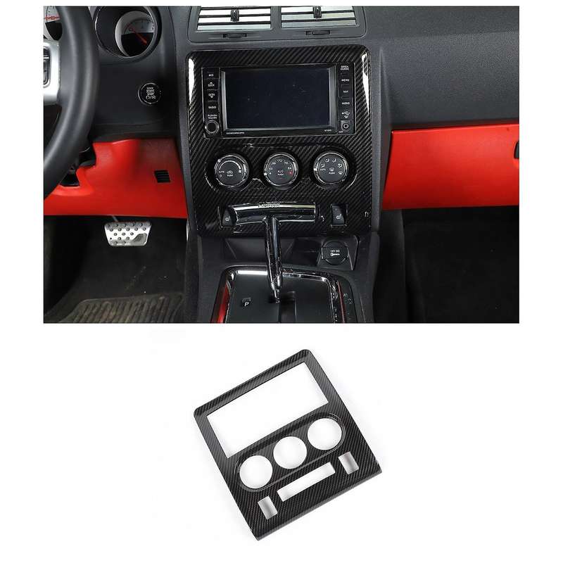for 2008-2014 Center Console Navigation Air Conditioning Button Panel Cover Trim,Carbon Fiber Black