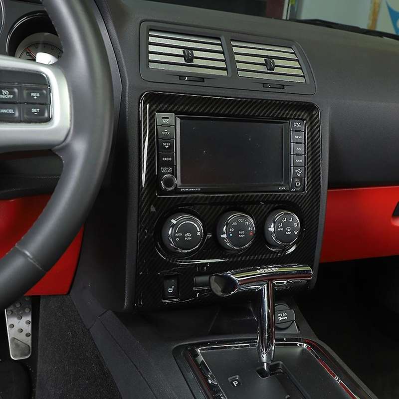 for 2008-2014 Center Console Navigation Air Conditioning Button Panel Cover Trim,Carbon Fiber Black