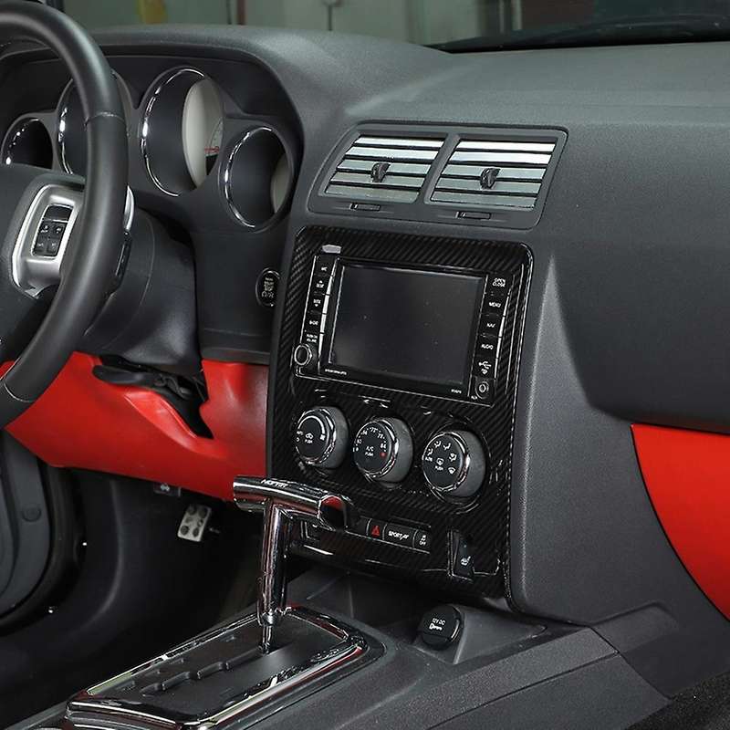 for 2008-2014 Center Console Navigation Air Conditioning Button Panel Cover Trim,Carbon Fiber Black