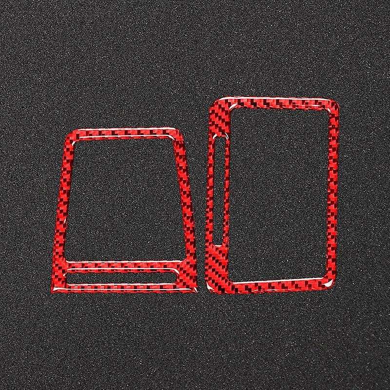 for 2008-2014 Car Accessories Carbon Fiber Dashboard Outlet Cover Panel Trim Sticker, Red