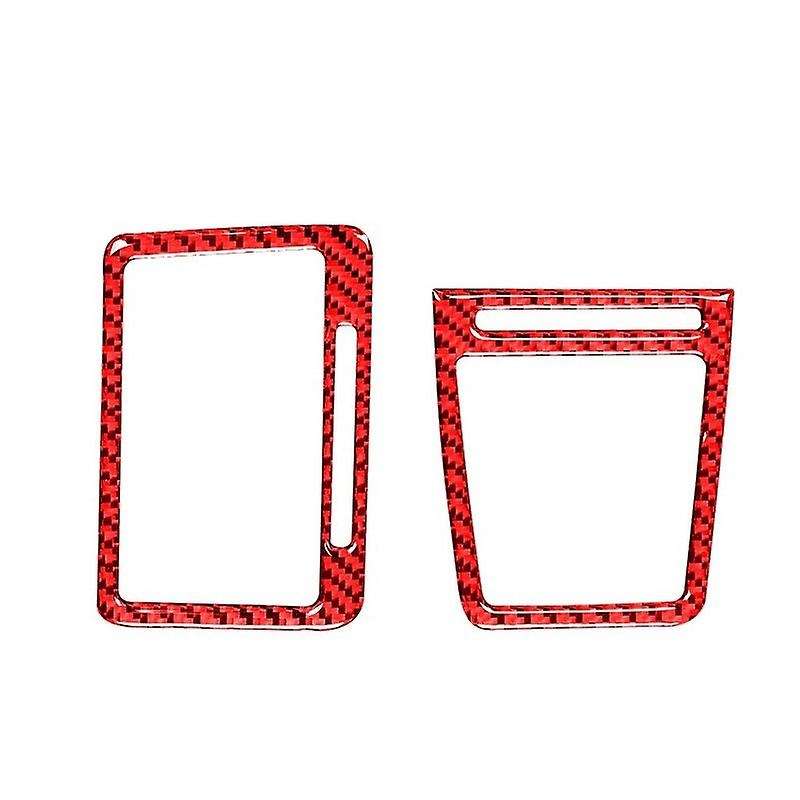 for 2008-2014 Car Accessories Carbon Fiber Dashboard Outlet Cover Panel Trim Sticker, Red