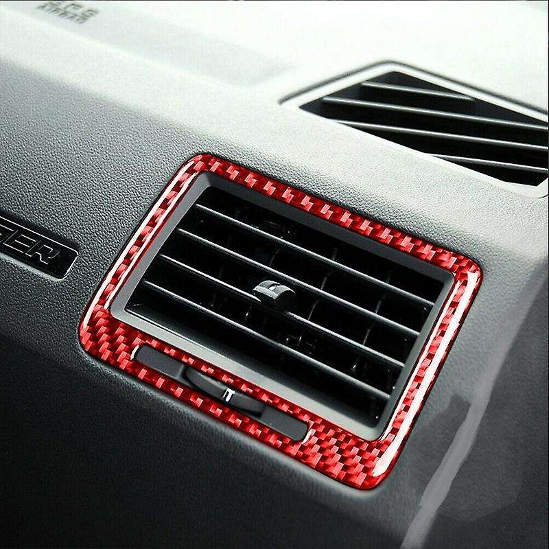 for 2008-2014 Car Accessories Carbon Fiber Dashboard Outlet Cover Panel Trim Sticker, Red