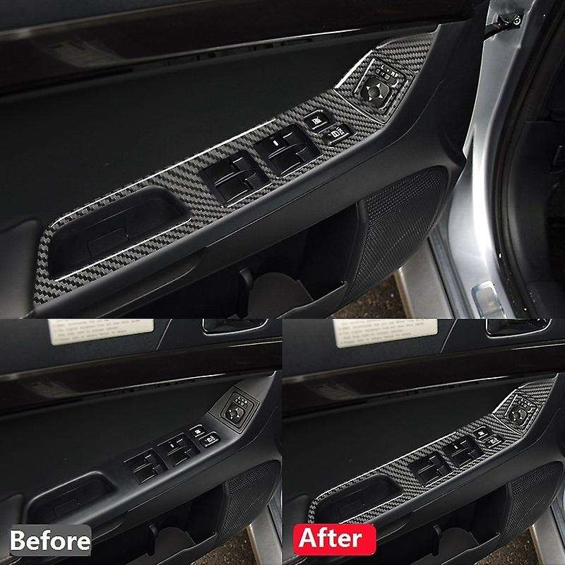 for 2008-2015 Carbon Fiber Car Window Lift Switch Panel Sticker Cover Door Button Trim Accessories,R
