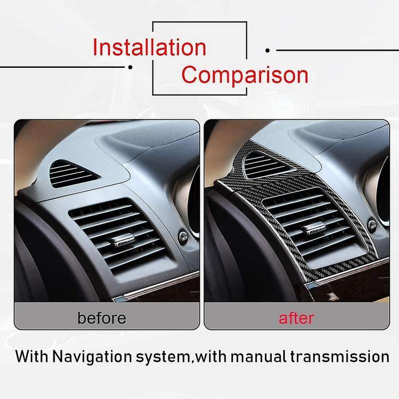 for 2008-2015 Carbon Fiber Dashboard Side Air Outlet Vent Sticker Cover Trim Frame Accessories,Black