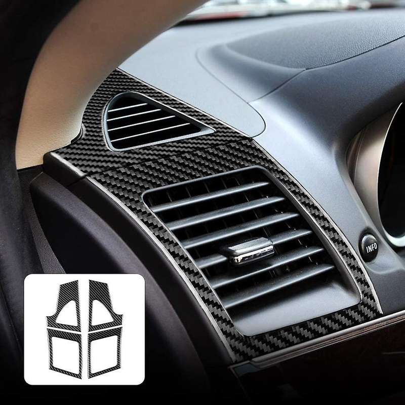 for 2008-2015 Carbon Fiber Dashboard Side Air Outlet Vent Sticker Cover Trim Frame Accessories,Black