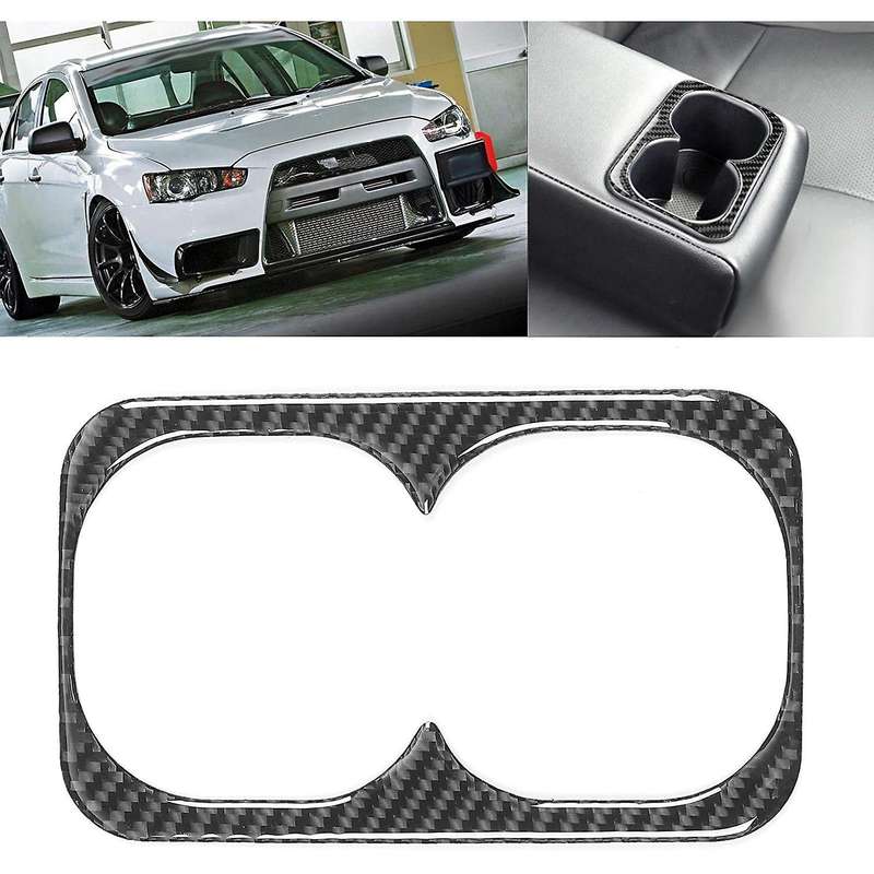 for 2008-2015 Car Carbon Fiber Rear Center Armrest Cup Holder Sticker Cover Trim Accessories