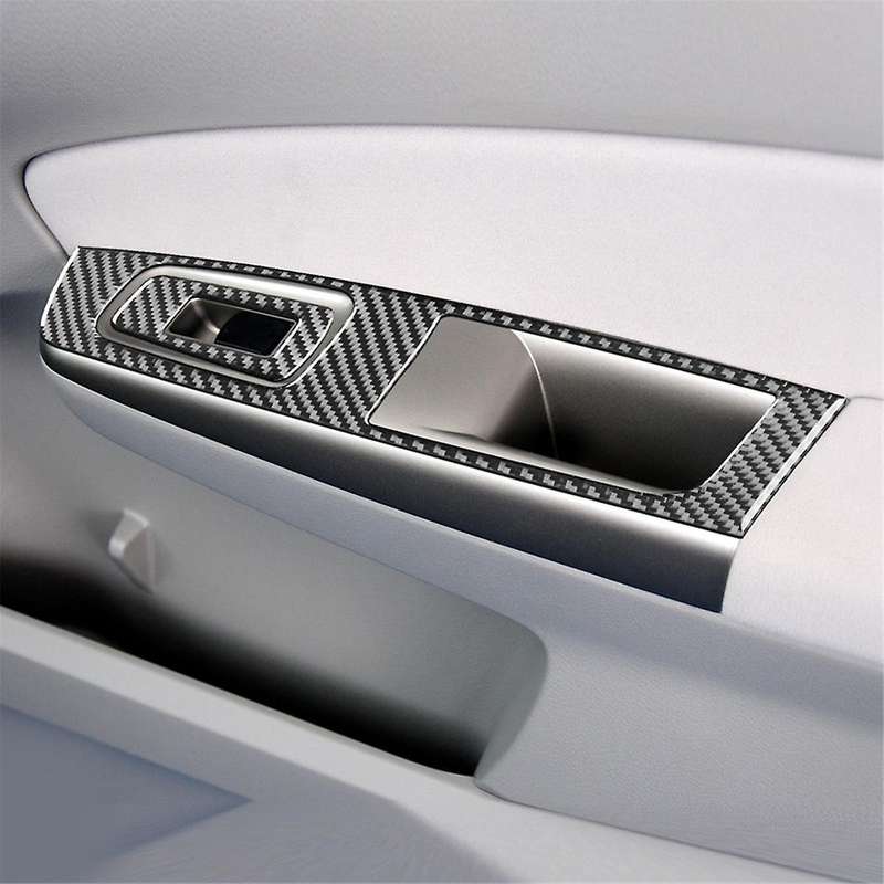for 2009-2012 LHD Soft Carbon Fiber Car Window Lifting Control Switch Cover Trim Sticker Accessorie