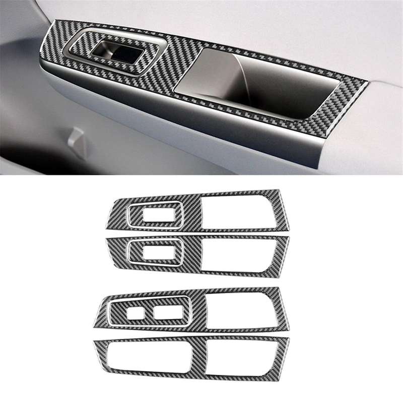 for 2009-2012 LHD Soft Carbon Fiber Car Window Lifting Control Switch Cover Trim Sticker Accessories