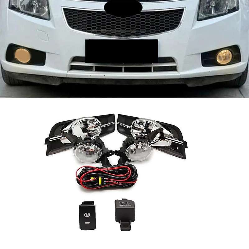 for 2009-2014 Front Bumper Fog Light with Chrome Fog Lamp Cover Grill Bezel Relay Switch Harness Kit