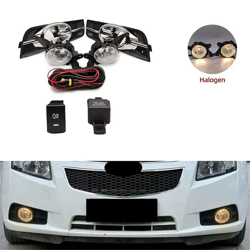 for 2009-2014 Front Bumper Fog Light with Chrome Fog Lamp Cover Grill Bezel Relay Switch Harness Kit
