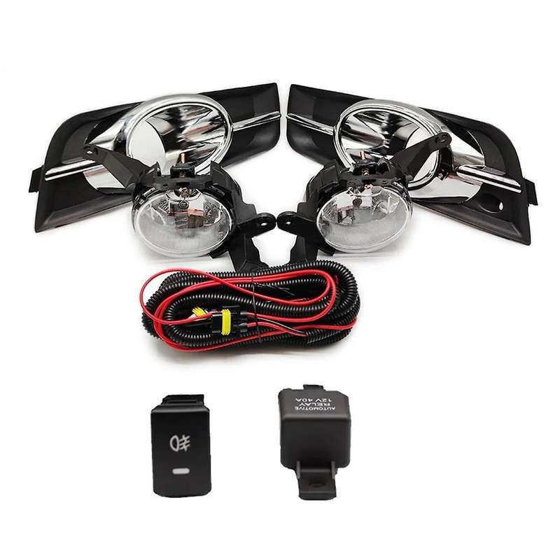 for 2009-2014 Front Bumper Fog Light with Chrome Fog Lamp Cover Grill Bezel Relay Switch Harness Kit