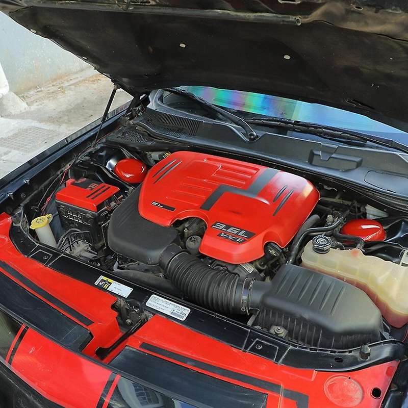 for 2009-2021 Car Engine Bay Side Panel Hanging Cover Trim Coolant Tank Cover Accessories, Red