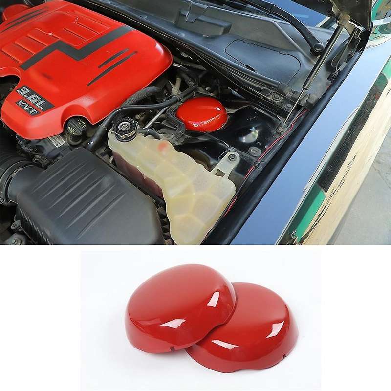 for 2009-2021 Car Engine Bay Side Panel Hanging Cover Trim Coolant Tank Cover Accessories, Red