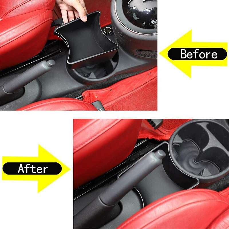 for 2011-2015 595 Car Handbrake Multifunctional Storage Box Abs Black