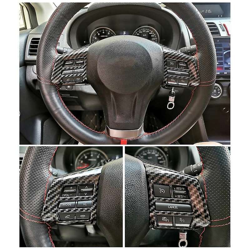 for 2013-2015 Car Carbon Fiber Grain Steering Wheel Button Frame Decoration Cover Trim Accessories