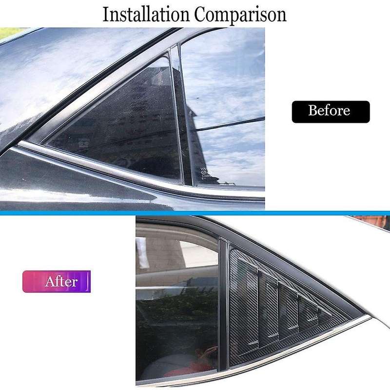 for 2013-2018 Car Rear Side Window Louvers Scoop Shade Cover Blind Trim Accessories,Carbon Fiber