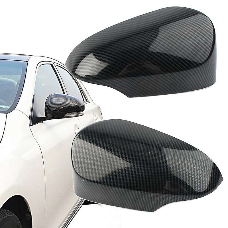 for 2014-2018 Carbon Fiber Rear View Mirror + 4 Outer Exterior Door Handle Cover Trim