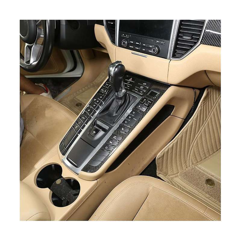 for 2014-2020 Dry Carbon Fiber Center Console Gear Button Frame Cover Trim Sticker Car Accessories