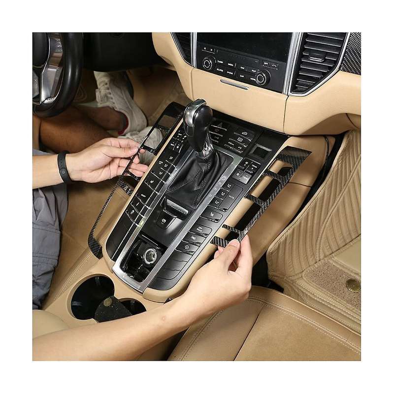 for 2014-2020 Dry Carbon Fiber Center Console Gear Button Frame Cover Trim Sticker Car Accessories