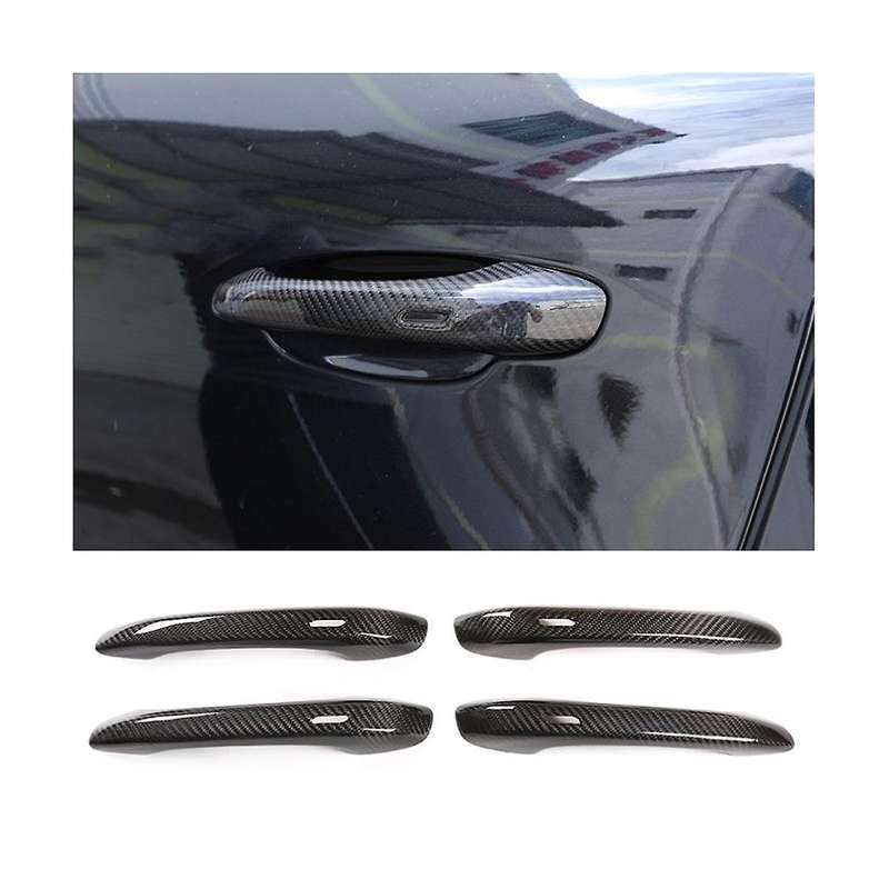 for 2014-2023 Dry Carbon Fiber Car Exterior Door Handle Cover Trim Sticker Accessories (with Holes)