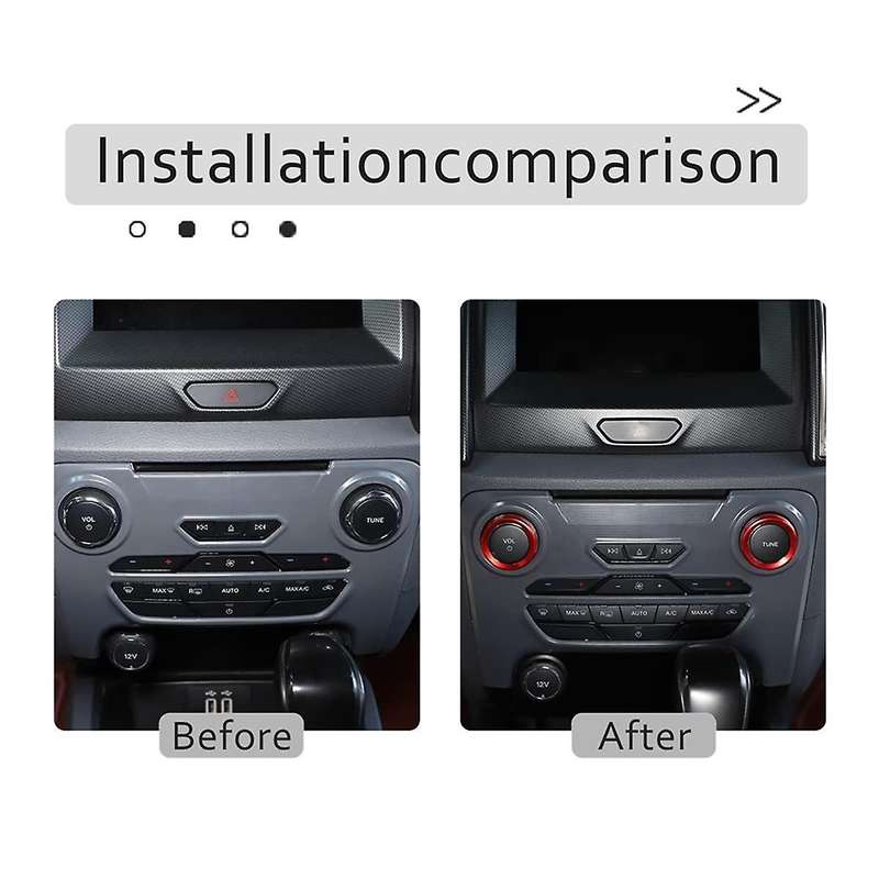 for 2015-2018 Centre Console Volume Tune Knob Button Cover Decor Trim Interior Accessories - Red