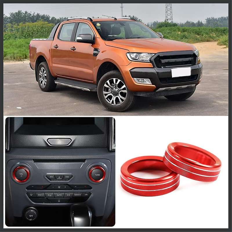 for 2015-2018 Centre Console Volume Tune Knob Button Cover Decor Trim Interior Accessories - Red