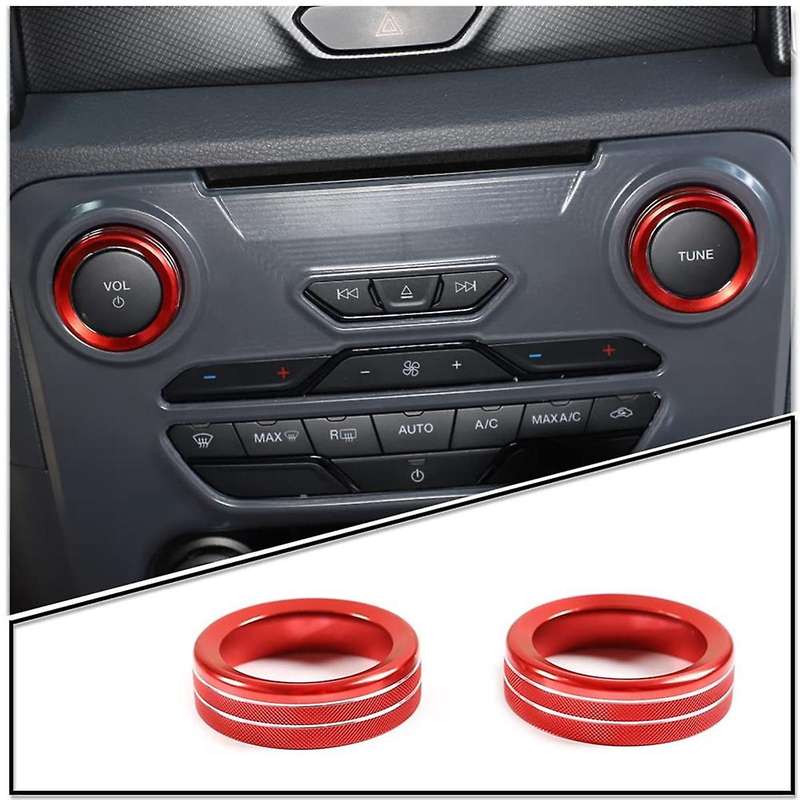 for 2015-2018 Centre Console Volume Tune Knob Button Cover Decor Trim Interior Accessories - Red