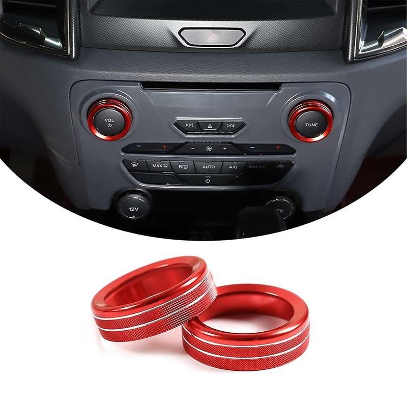 for 2015-2018 Centre Console Volume Tune Knob Button Cover Decor Trim Interior Accessories - Red