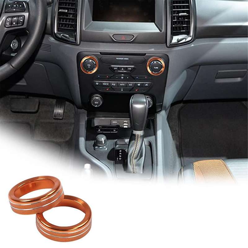 for 2015-2018 Centre Console Volume Tune Knob Button Cover Decor Trim Interior Accessories - Orange