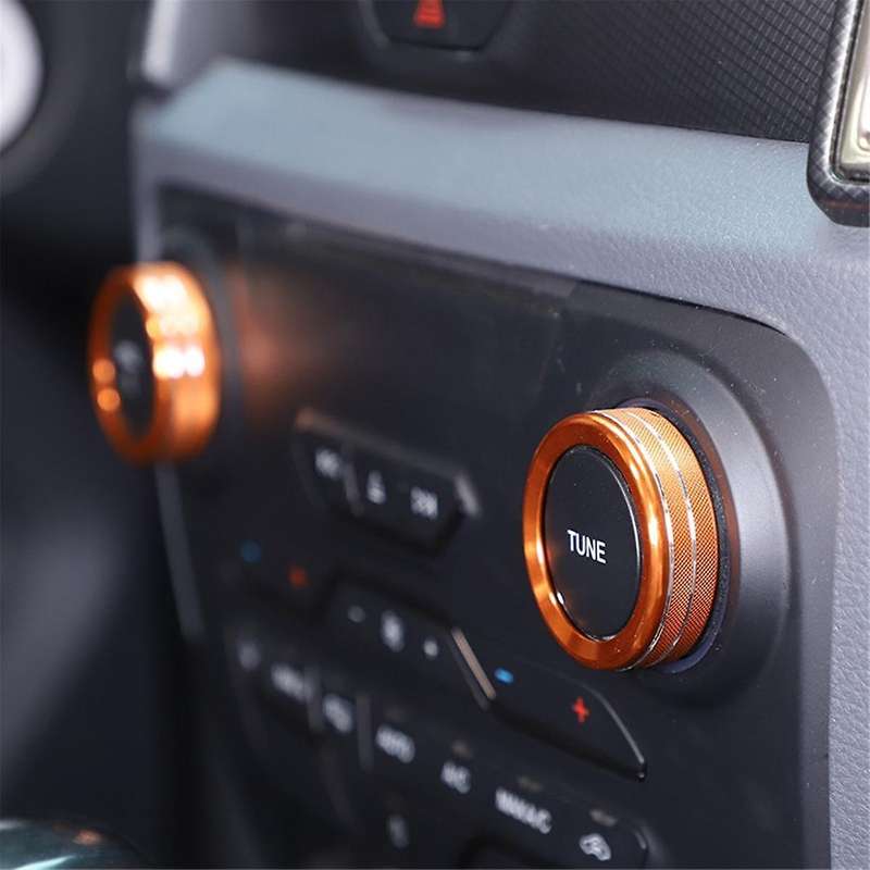 for 2015-2018 Centre Console Volume Tune Knob Button Cover Decor Trim Interior Accessories - Orange