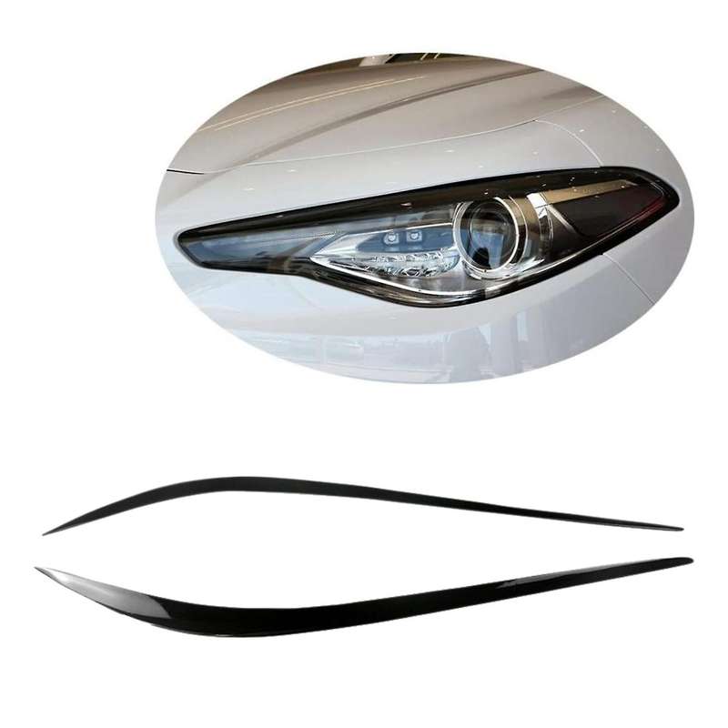 for 2015-2018 Glossy Black Headlights Eyebrow Lamp Eyelid Cover Sticker Trim Refitting