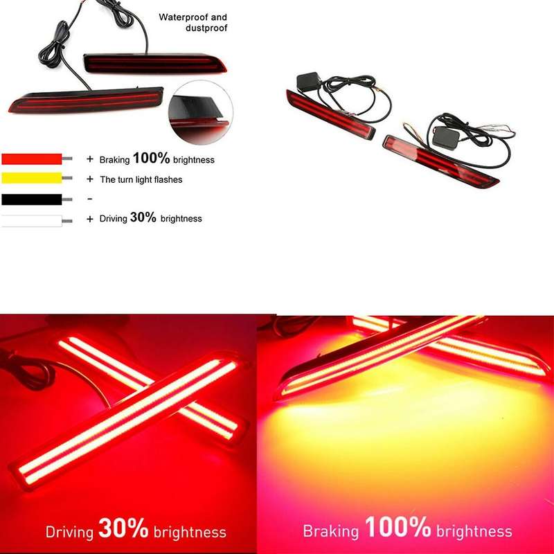 for 2015-2018 LED Rear Bumper Reflector Brake Light Fog Light Lamp with Turn Signal