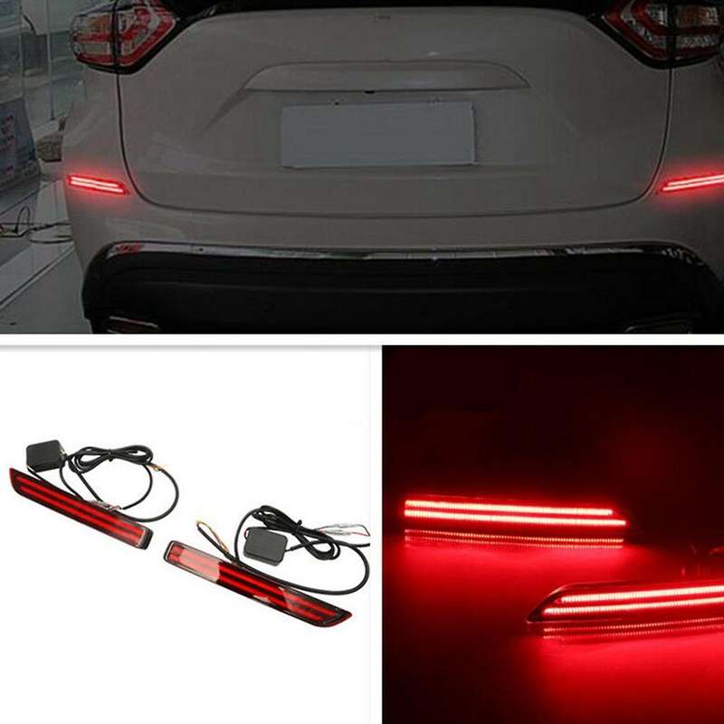 for 2015-2018 LED Rear Bumper Reflector Brake Light Fog Light Lamp with Turn Signal