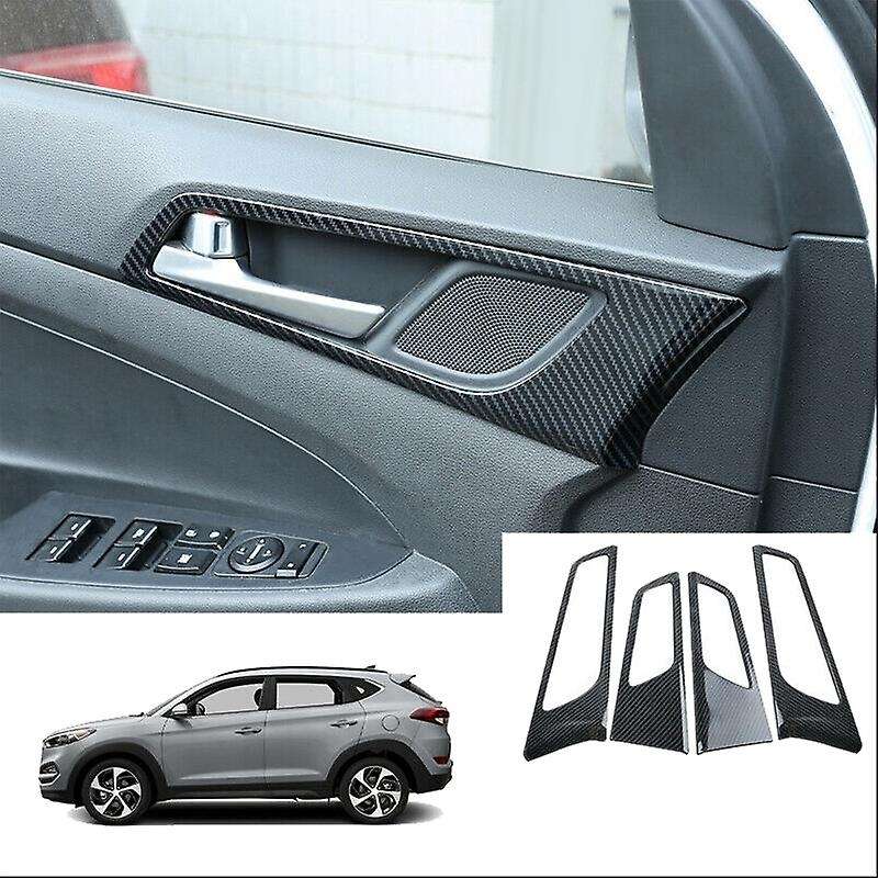 for 2015-2019 Carbon Fiber Interior Door Handle Bowl Frame Cover Trim Decorative