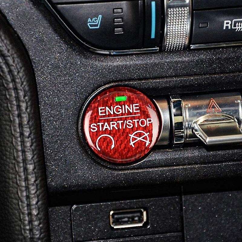 for 2015-2019 Carbon Fiber Car Engine Start Stop Button Sticker Interior Trim