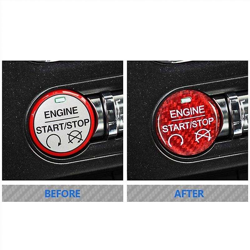 for 2015-2019 Carbon Fiber Car Engine Start Stop Button Sticker Interior Trim