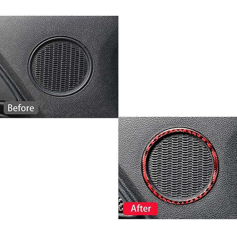for 2015-2019 Carbon Fiber Sticker Rear Speaker Frame Ring Tweeters Bezel Trim Cover Red