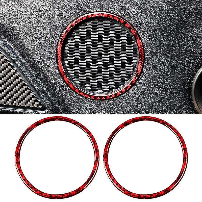 for 2015-2019 Carbon Fiber Sticker Rear Speaker Frame Ring Tweeters Bezel Trim Cover Red