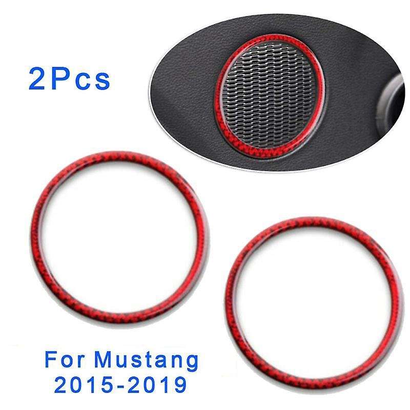for 2015-2019 Carbon Fiber Sticker Rear Speaker Frame Ring Tweeters Bezel Trim Cover Red
