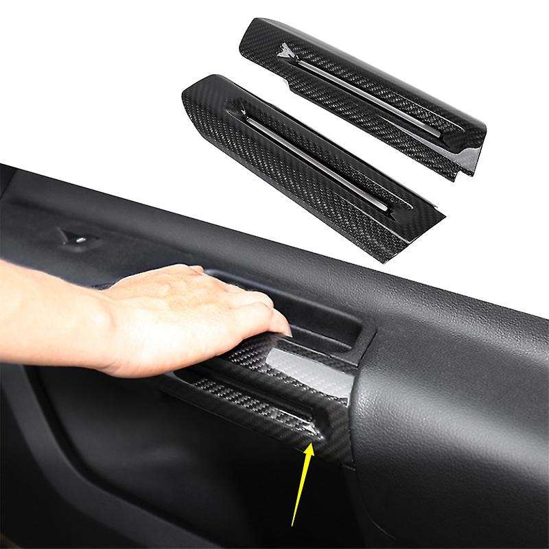 for 2015-2019 Real Carbon Fiber Interior Door Armrest Handle Decor Cover Trim