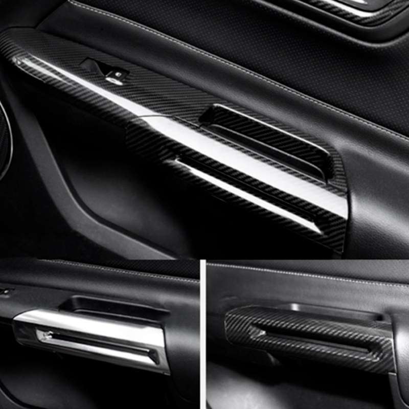 for 2015-2019 Real Carbon Fiber Interior Door Armrest Handle Decor Cover Trim