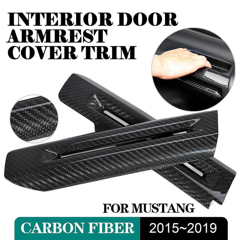 for 2015-2019 Real Carbon Fiber Interior Door Armrest Handle Decor Cover Trim