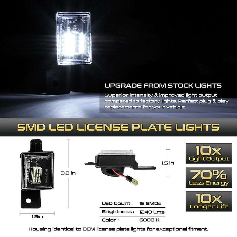 for 2015-2019 FULL-SMD LED License Plate Light Lamp Pair