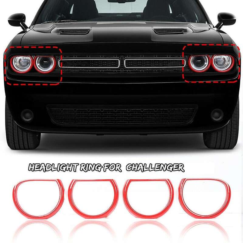 for 2015-2019 Front Headlight Bezels Trim Front Lamp Protective Cover Kit Red