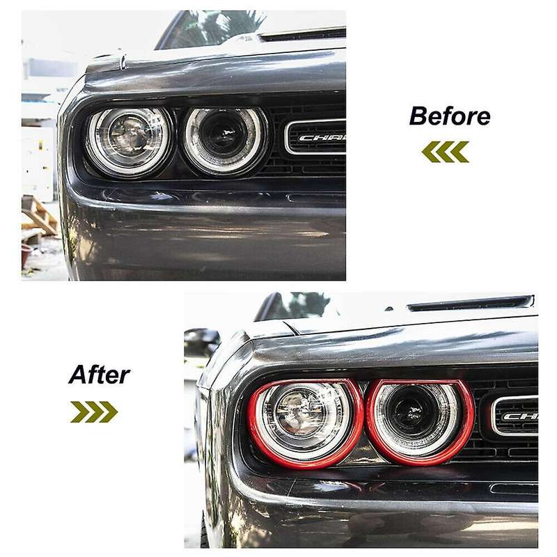 for 2015-2019 Front Headlight Bezels Trim Front Lamp Protective Cover Kit Red