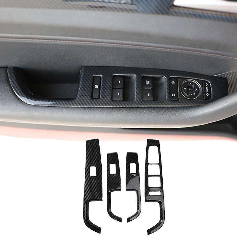 for 2015-2019 Carbon Fiber Window Lift Switch Button Panel Cover Trim Interior Door Armrest Decorat