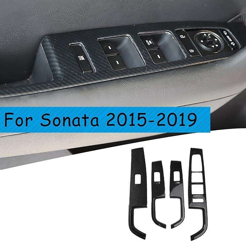 for 2015-2019 Carbon Fiber Window Lift Switch Button Panel Cover Trim Interior Door Armrest Decorat