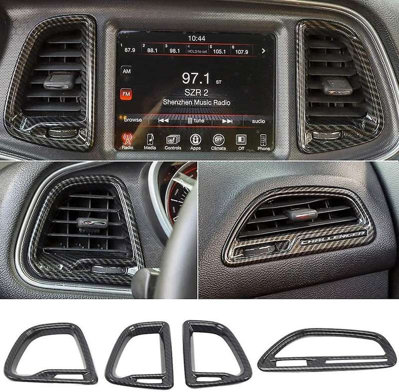 for 2015-2020 ABS Carbon Fiber Center Console A/C Air Vent Outlet Cover Trim Kit
