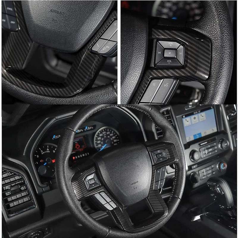 for 2015-2020 Car Carbon Fiber Steering Wheel Cover Trim Decorative Frame Accessories for F250 F350